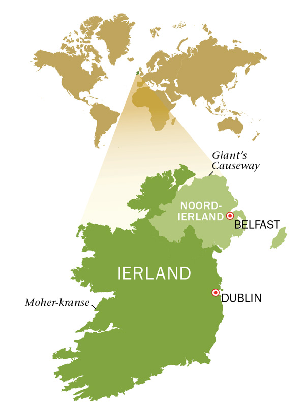 ’n Kaart van die Republiek van Ierland en Noord-Ierland