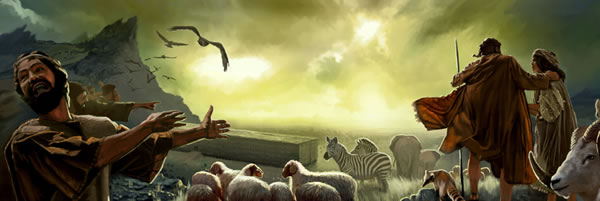 Mense buite die ark bespot Noag en sy gesin