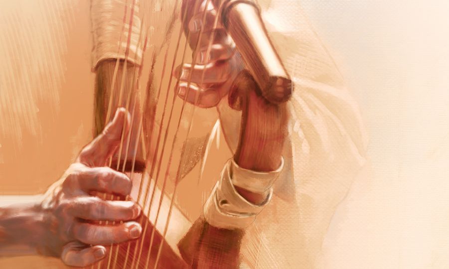 Die psalmis speel die harp