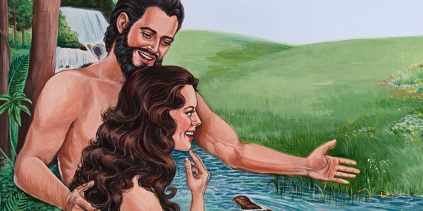Adam en Eva in die tuin van Eden