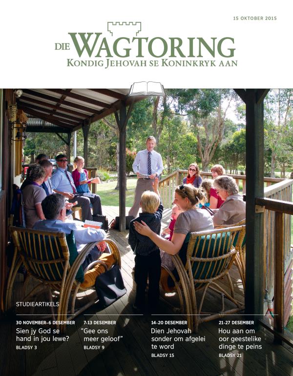 Voorblad van die studie-uitgawe van die Wagtoring, 15 Oktober 2015