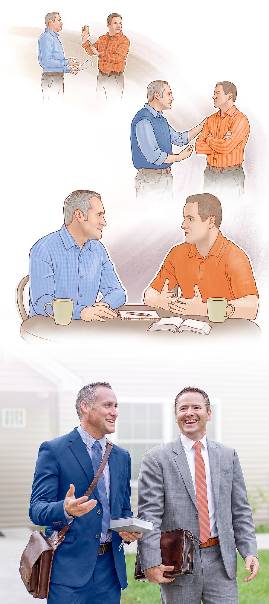 ’n Christenbroer nader ’n medegelowige ’n paar keer om ’n geskil op te los, en later werk hulle vreugdevol saam in die bediening