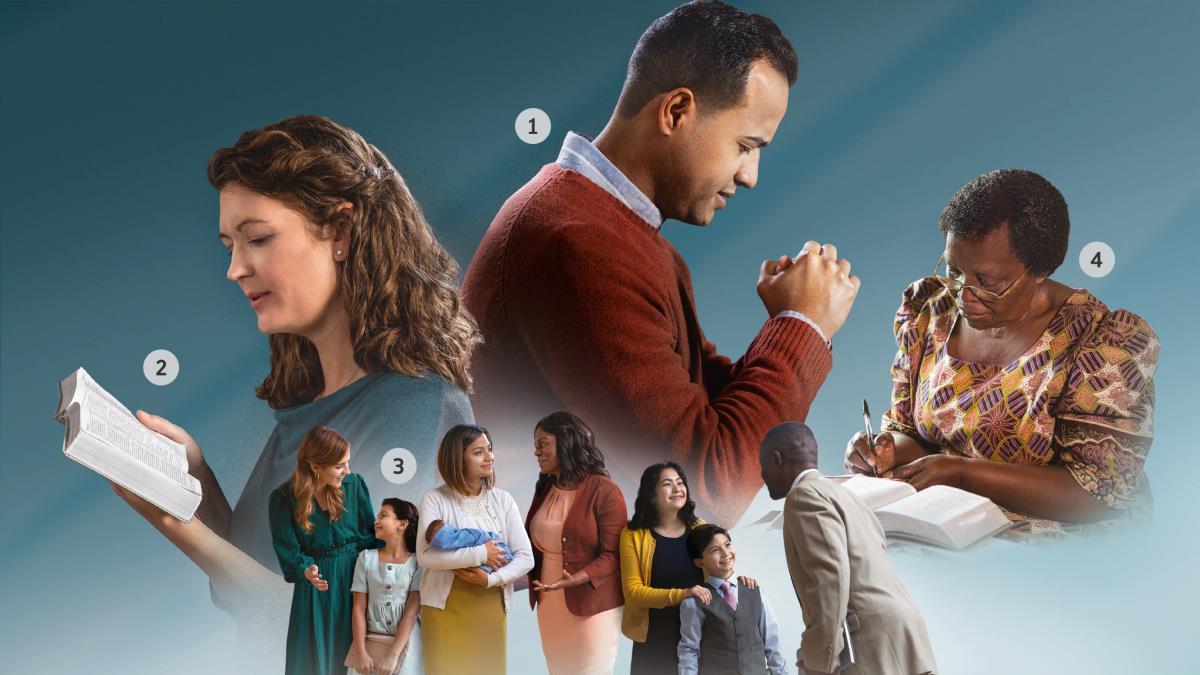 Collage: Vier maniere waarop Jehovah ons versterk. Die prente in hierdie artikel verskyn in paragraaf 9-14.