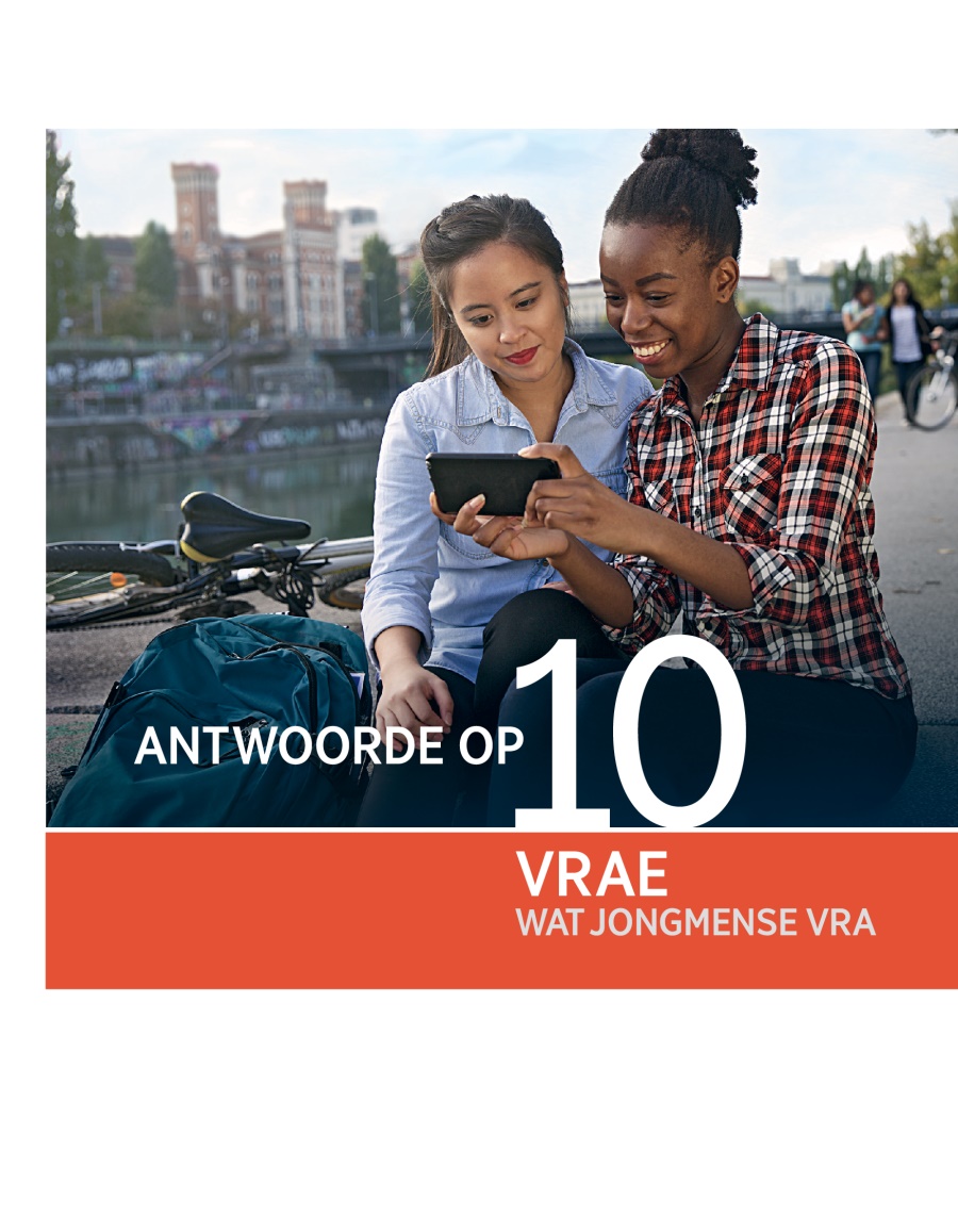 Voorblad van die brosjure Antwoorde op 10 vrae wat jongmense vra