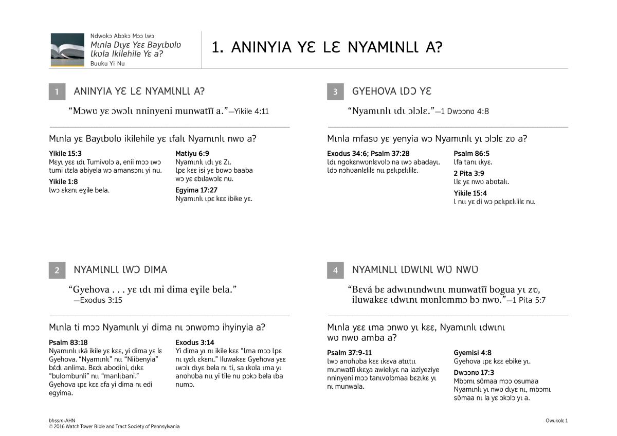 ‘Ndwokɔ Abɔkɔ Mɔɔ Ɩwɔ Mɩnla Dɩyɛ Yɛɛ Bayɩbʋlʋ Ɩkʋla Ikehilehile Yɛ a?’ buuku yi nu
