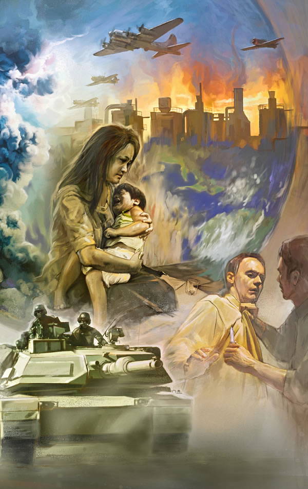 ረሃብን፣ ጦርነትን፣ ወንጀልን እና የአካባቢ ብክለትን የሚያሳዩ ምስሎች