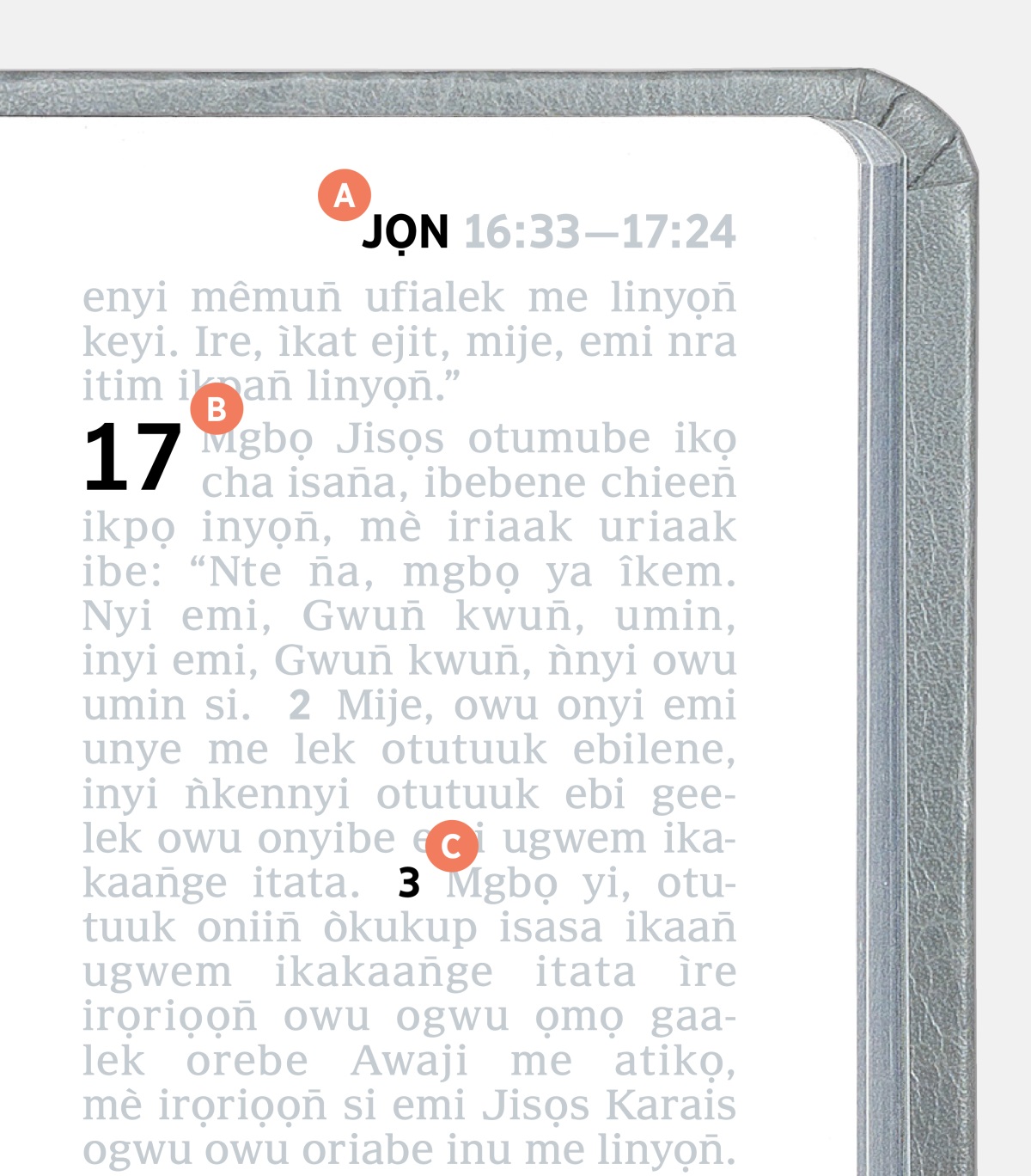 Iman̄ okijeen̄ inu okup me A, B mè C me isi ikpa ge me Baibul.