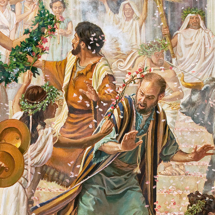 بولس وبرنابا يرفضان تعبُّد الجموع لهما في لسترة