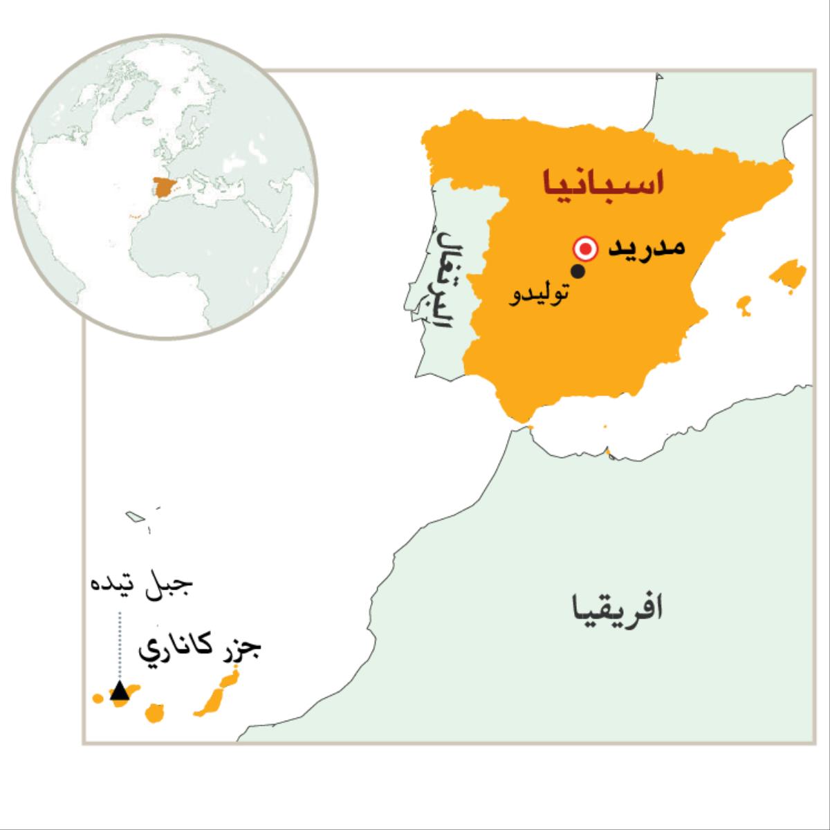 خريطة تبرز اسبانيا