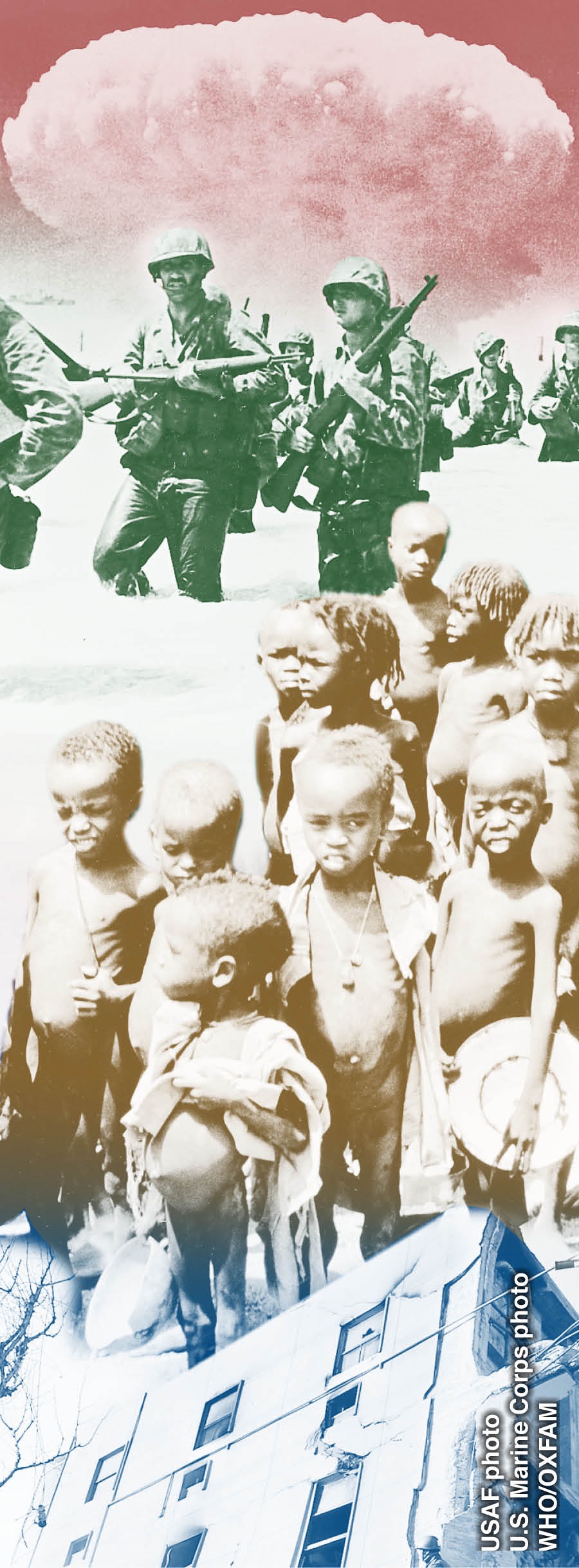 جنود في الحرب،‏ اولاد جائعون،‏ مبنی مهجور