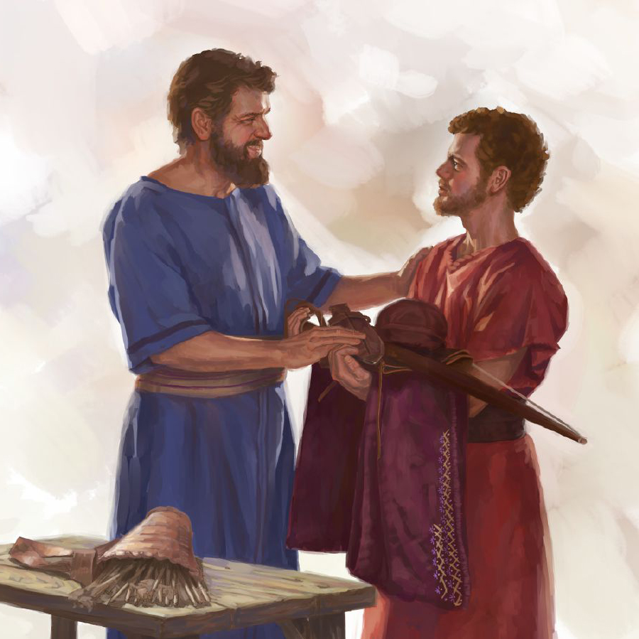 يوناثان يعطي بعض أغراضه لداود