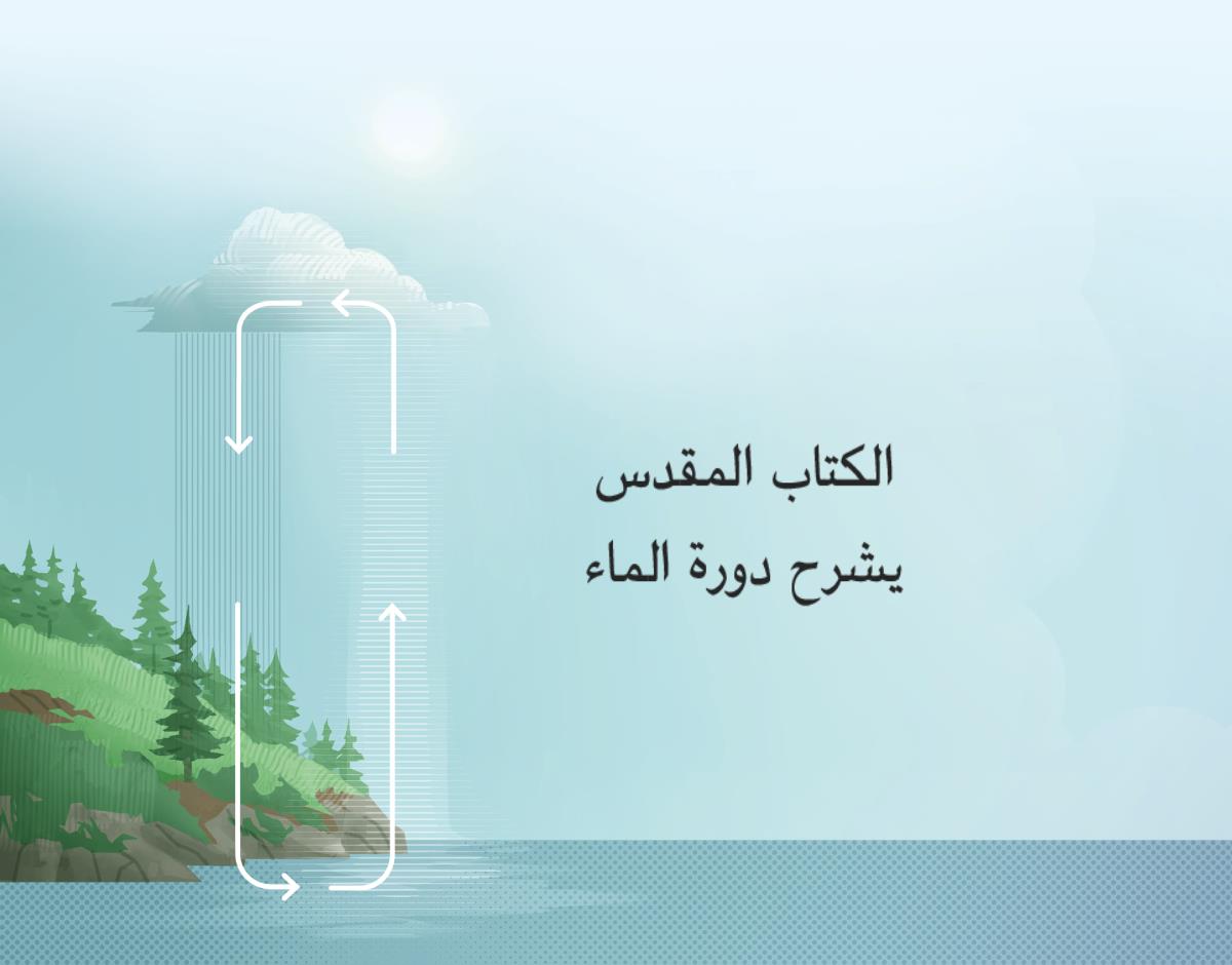 الكتاب المقدس يشرح دورة الماء.‏ أسهم بعكس عقارب الساعة تدل على حركة الماء بين الارض والسماء