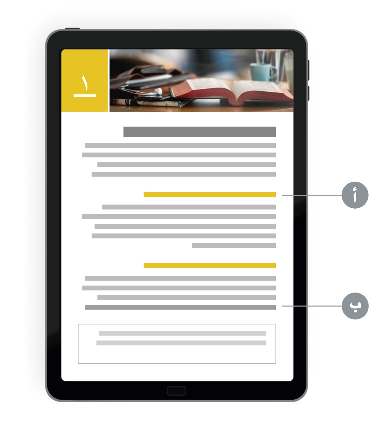 الحرفان أ و ب يدلان على قسمين في اول جزء من الدرس