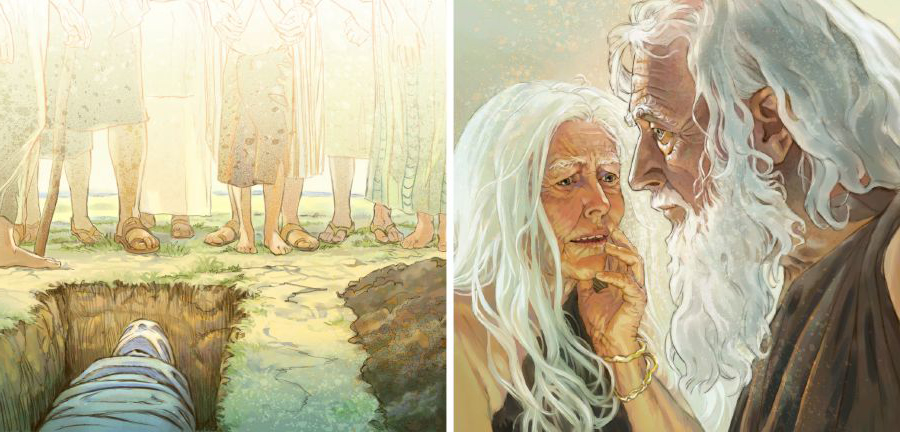 آدم وحواء يكبران في العمر ويموتان