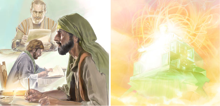 اللّٰه الجالس علی عرشه في السماء يوحي الی رجال ان يكتبوا الكتاب المقدس