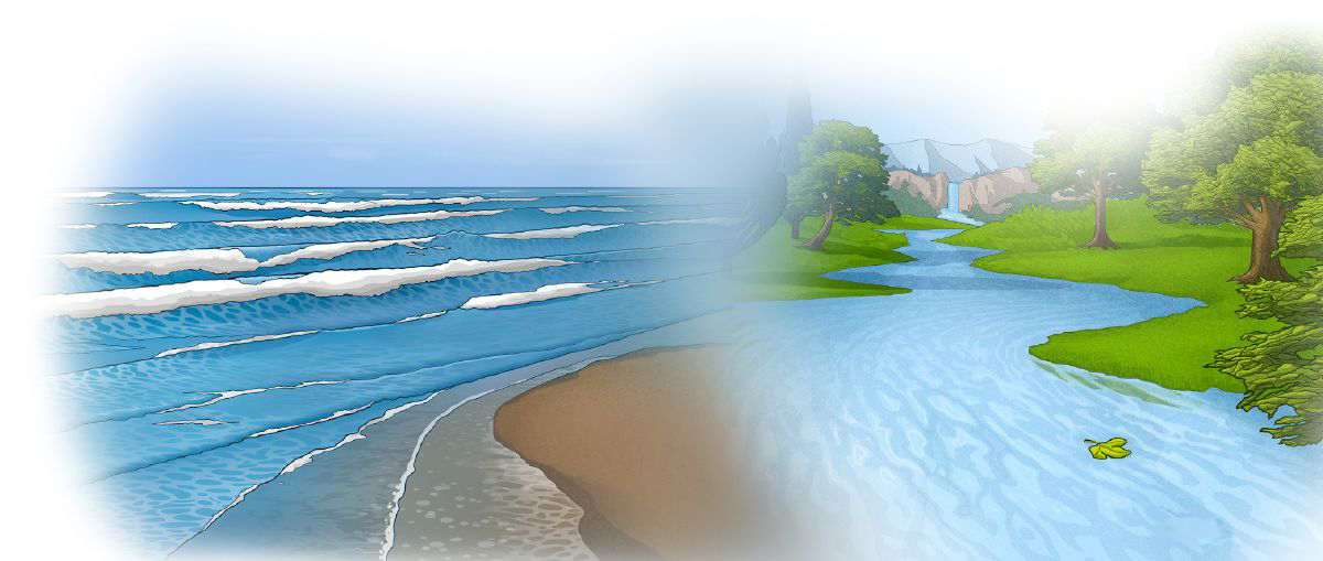 نهر غزير وأمواج البحر