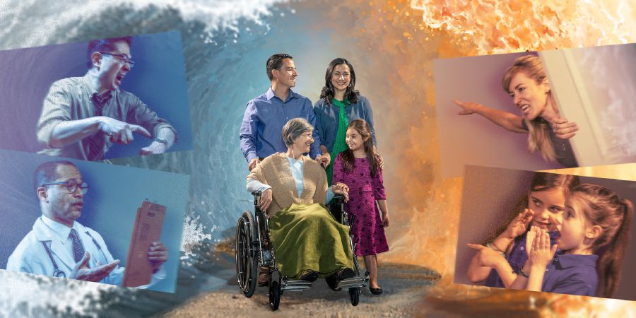 عائلة تواجه بنجاح محنا مختلفة:‏ المشاكل الصحية،‏ وكذلك المقاومة في العمل،‏ الخدمة،‏ والمدرسة