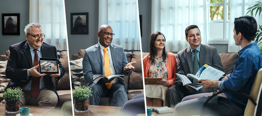 الاخ يذهب مع اخوة مختلفين الى الدرس:‏ ١-‏ زوجته.‏ ٢-‏ اخ آخر يقدِّم تعليقا للتلميذ.‏ ٣-‏ اخ كبير في العمر يري التلميذ احد الفيديوات