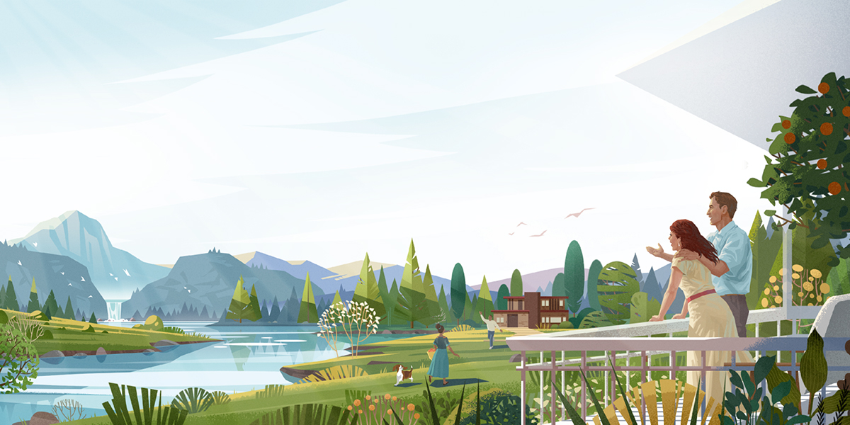 اشخاص يعيشون بسعادة في الجنة على الارض