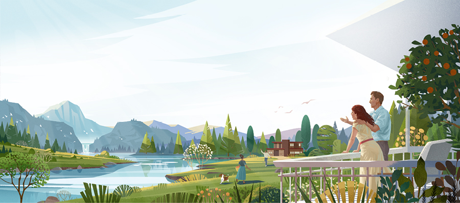 اشخاص يعيشون بسعادة في الجنة على الارض