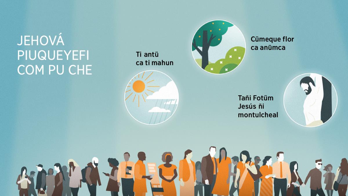 Pu che caquerume tuhun nielu ca tripantu nielu. Mülei fillque adentun pengel-lu Jehová ñi piuqueyefiel com pu che. 1) Ti antü ca ti mahun. 2) Cümeque flor ca anümca. 3) Huli tañi Fotüm Jesús ñi montulcheal.