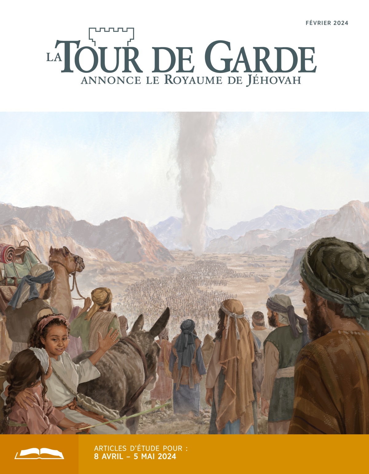 Dans le désert, un grand nombre d’hommes, de femmes et d’enfants israélites suit la colonne de nuage.