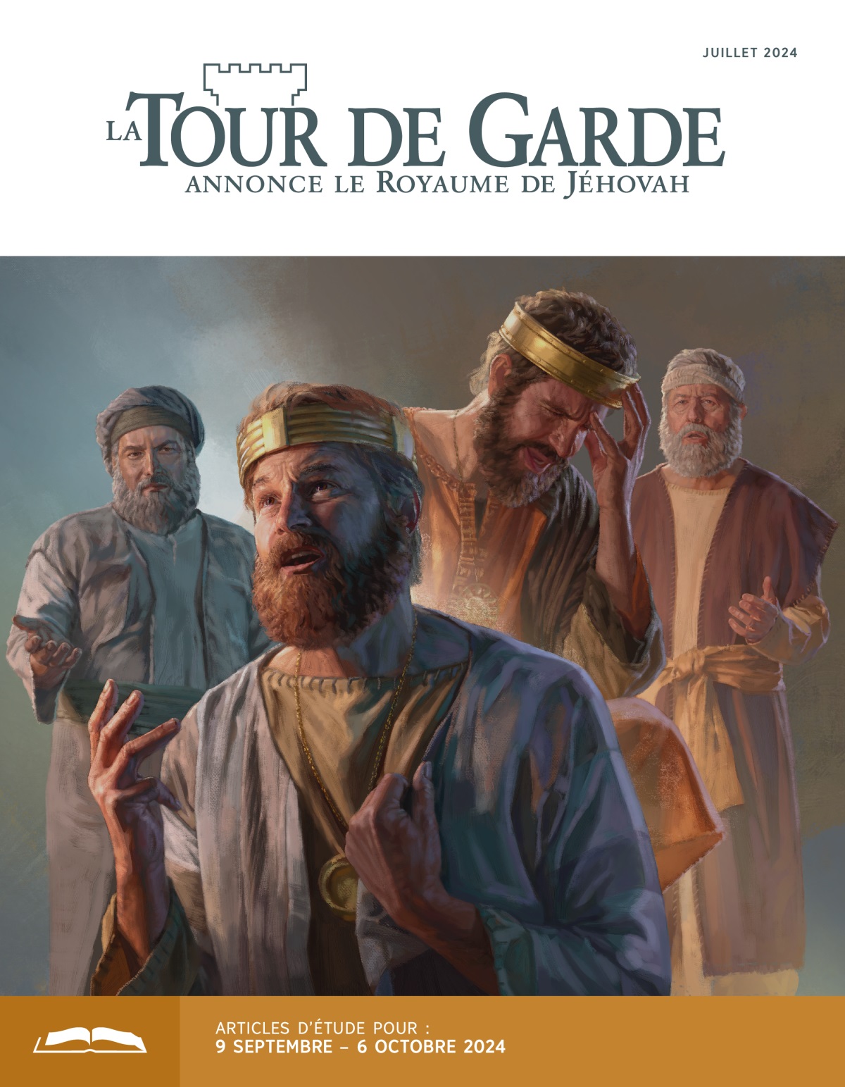 Ensemble d’illustrations : 1) Le roi David, pris de remords, regarde vers le ciel alors que Nathan lui parle. 2) Le roi Ézéchias, profondément attristé, se tient la tête tandis qu’Isaïe lui parle.