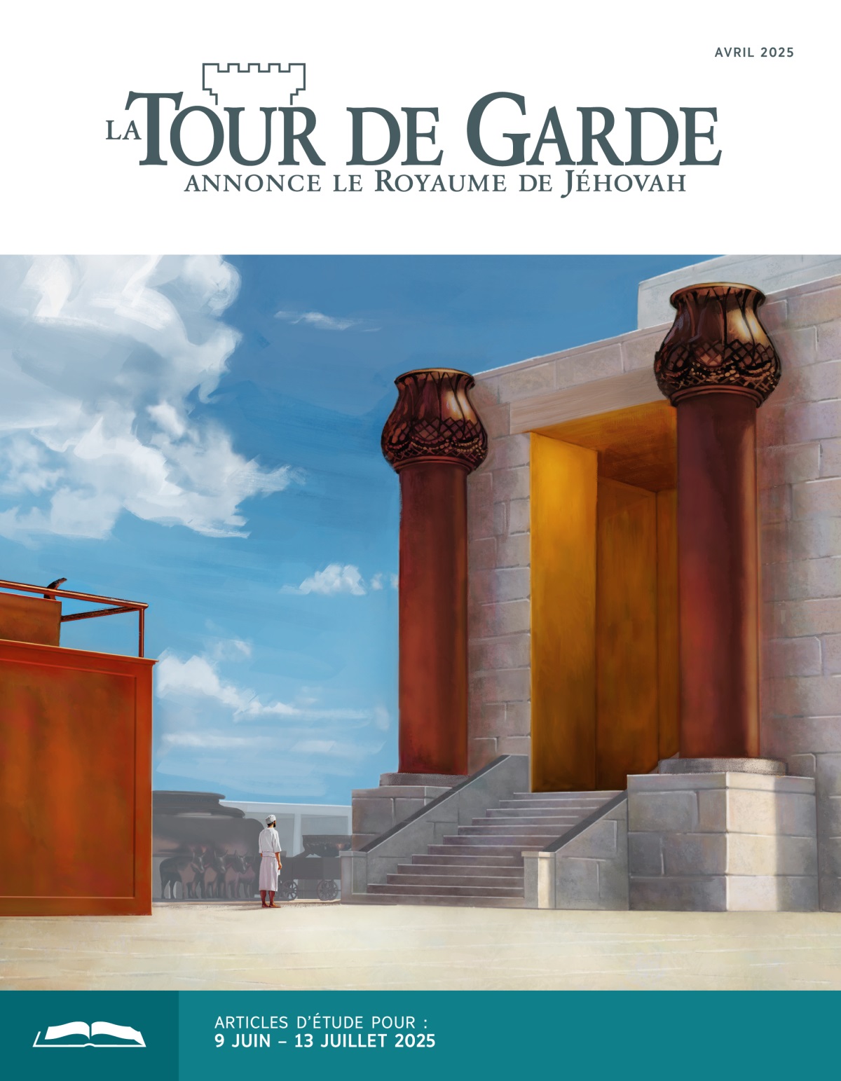 Un Lévite se tient entre l’autel de cuivre et le porche du Temple.