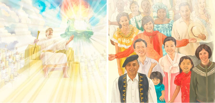 Jesus hundul di tahtana di surgo jala marlas ni roha ma sude halak na sian marragam suku