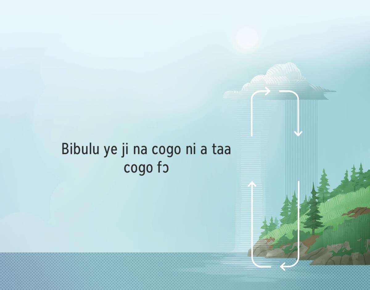 Bibulu ye ji na cogo ni a taa cogo fɔ. Biɲɛ kalaw tugulen bɛ ɲɔgɔn na cogo la, min bɛ ji na cogo ni a taa cogo jira dugukolo ni atmosfɛri cɛ.