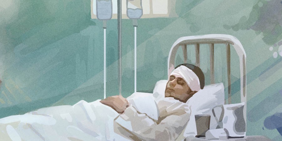 একজন ব্যক্তি হাসপাতালের বিছানায় শুয়ে আছেন