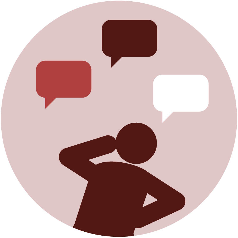 একজন ব্যক্তি যা দেখেছেন ও শুনেছেন, তা নিয়ে চিন্তা করছেন।