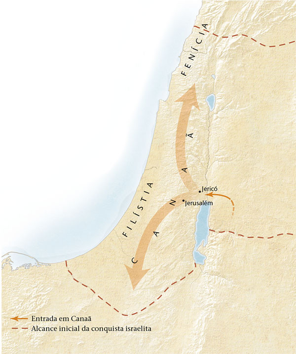 Mapa da terra de Canaã[Mapa na página 11]