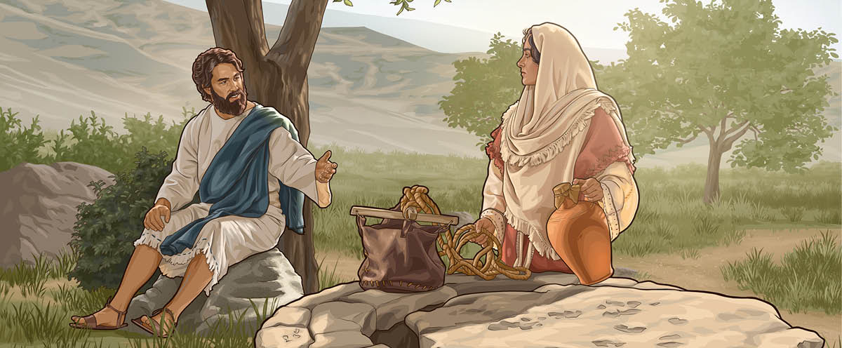 Jesús parlant amb una dona en un pou.