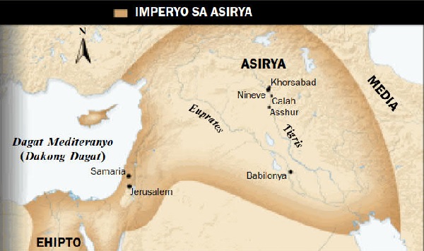 1. Pak-an nga torong baka sa Asirya; 2. Mapa sa Empiryo sa Asirya