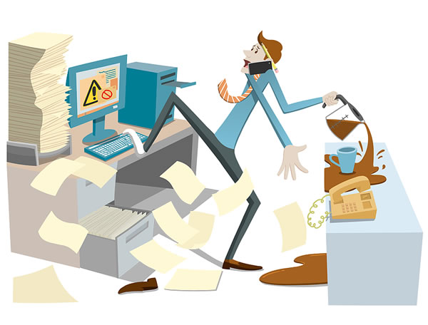 Drowing sa usa ka empleyado nga daghag giakatar nga trabaho