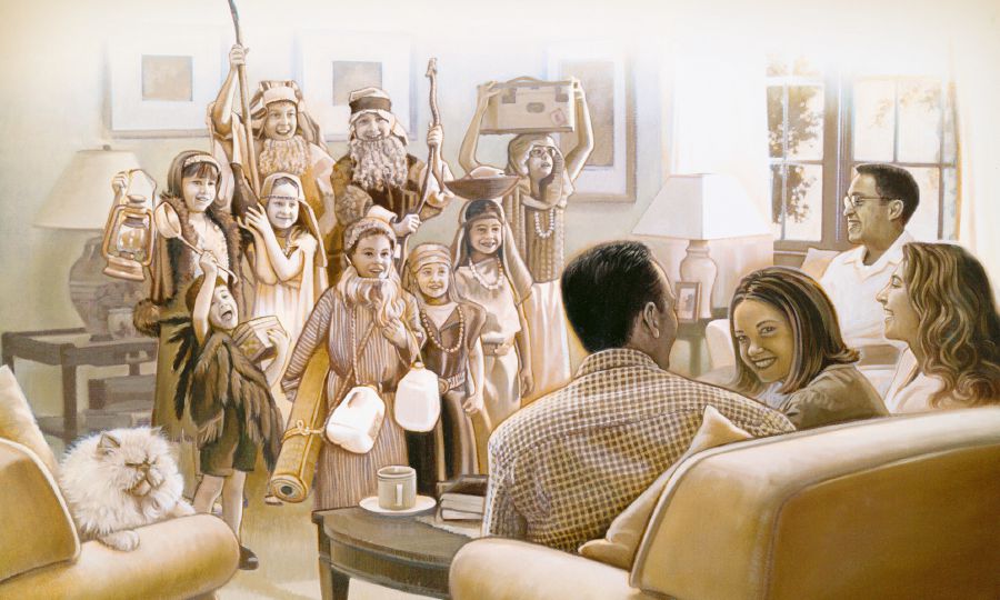 Ang mga bata dunay Bible drama panahon sa usa ka parti