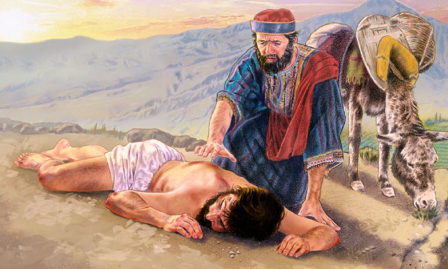 Sa bon Samariten i apros en Zwif ki’n ganny blese ler i ti pe vwayaze