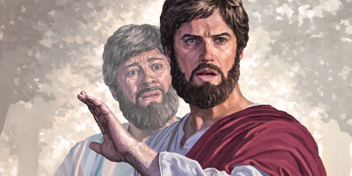 Zezi ti dir Pyer, “Pas deryer mwan Satan!”