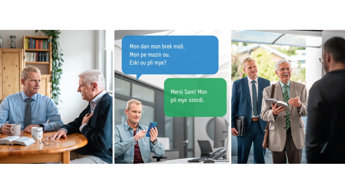 Portre: En zenn ansyen pe demontre lentere dan en frer pli aze dan kongregasyon. Sa bann senn i ganny repete pli tar.