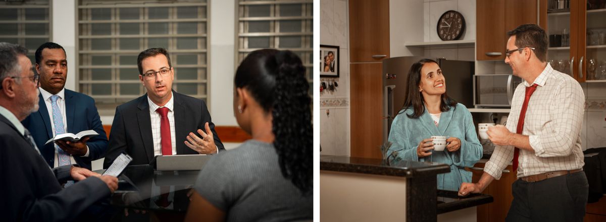 Portre: 1. Trwa ansyen i vizit en ser. 2. Pli tar, enn sa bann ansyen pe koze avek son madanm anmezir ki zot bwar dite.