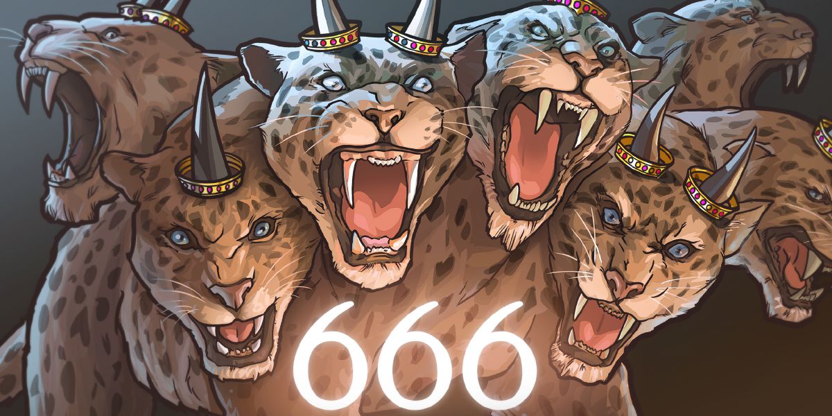 Divoké zvíře se sedmi hlavami a deseti rohy, jehož číslo neboli jméno je 666