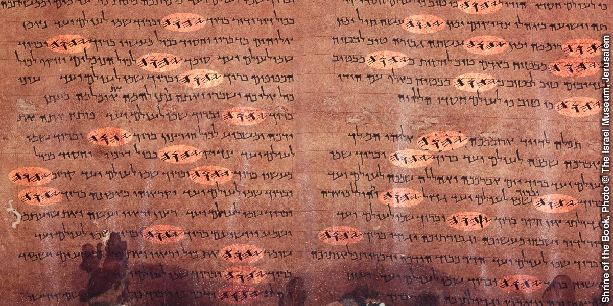 Zvýrazněné Boží jméno na starověkém rukopisu Bible