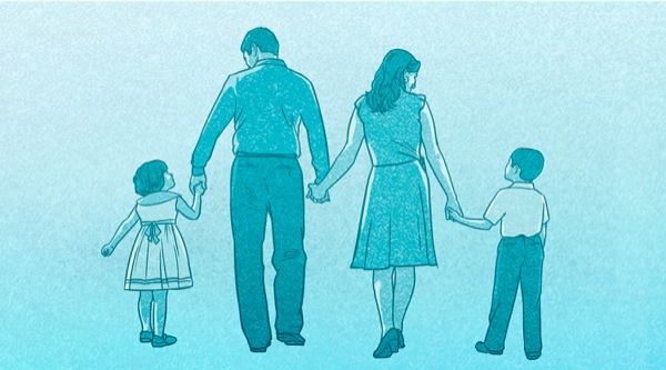 Un padre, una madre, un hijo y una hija