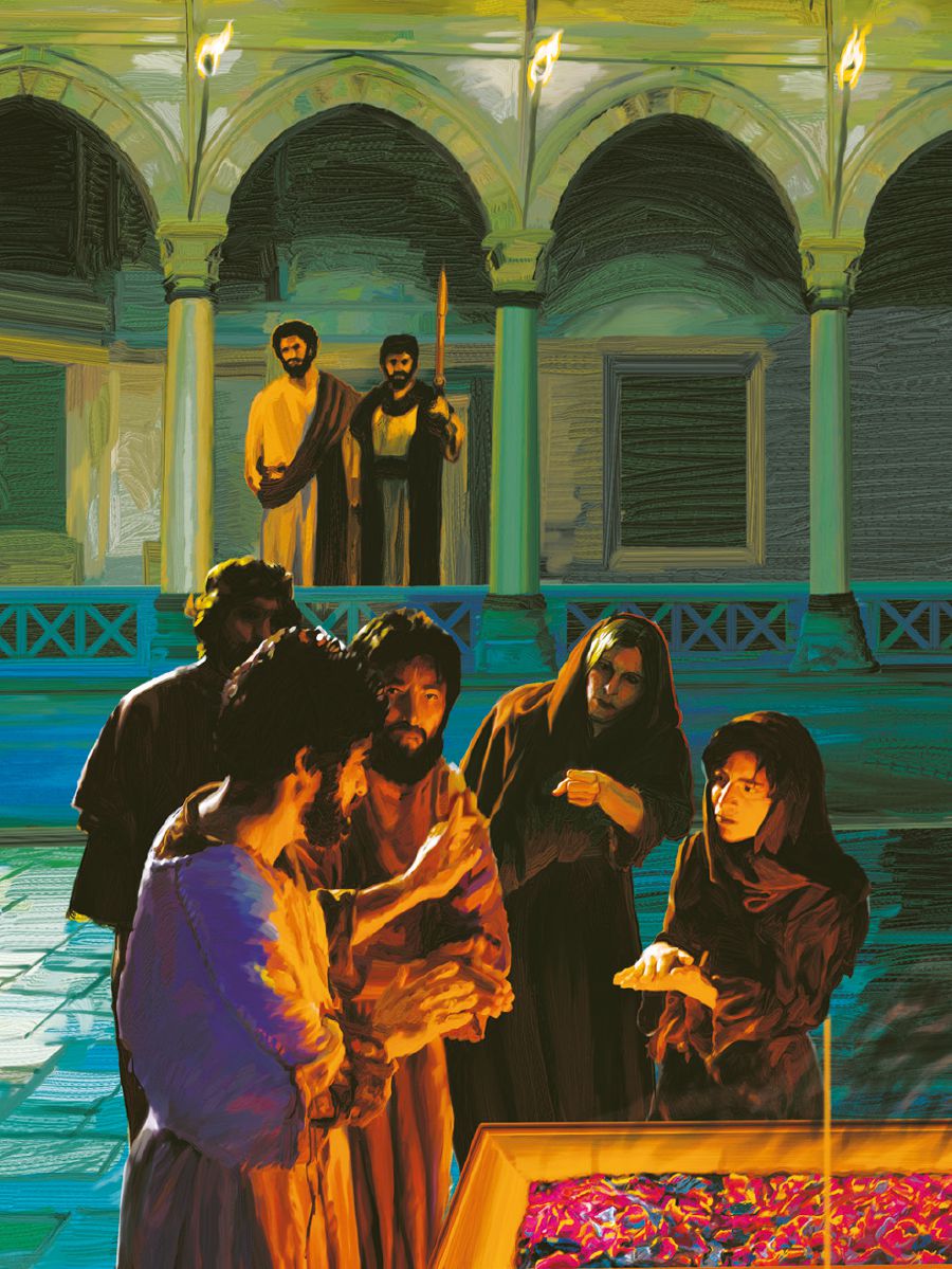 Cuando Pedro dice que no conoce a Jesús por tercera vez, Jesús lo mira