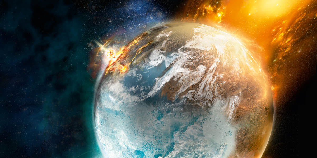 El planeta Tierra en llamas.