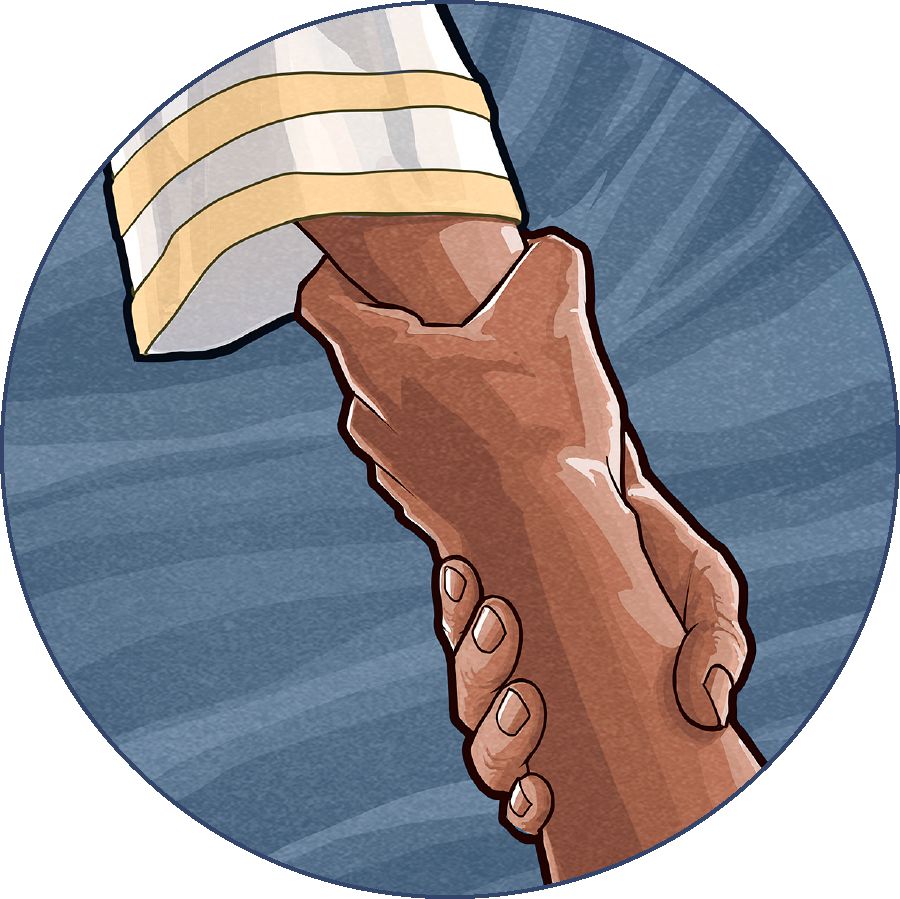 Una persona agarrándose de la mano de otra