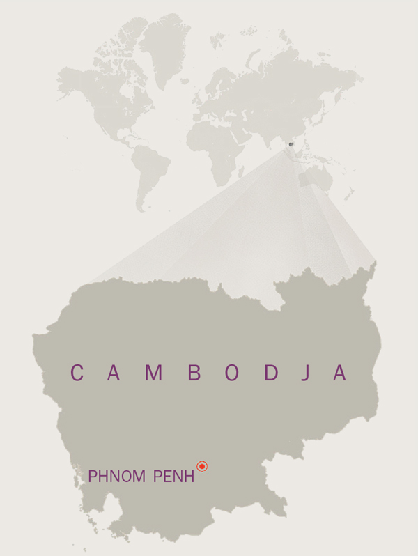 Et kort over Cambodja
