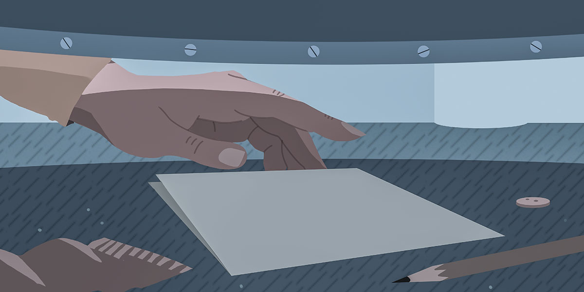 Sedler og blyant under en vaskemaskine