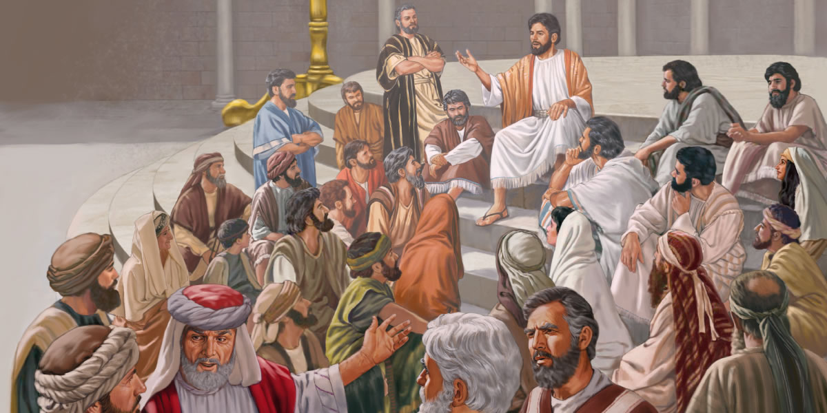 Jesus underviser i templet i Jerusalem